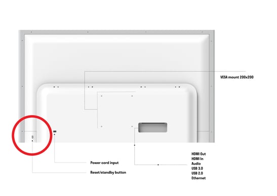 Back of Vibe diagram - circle around reset button